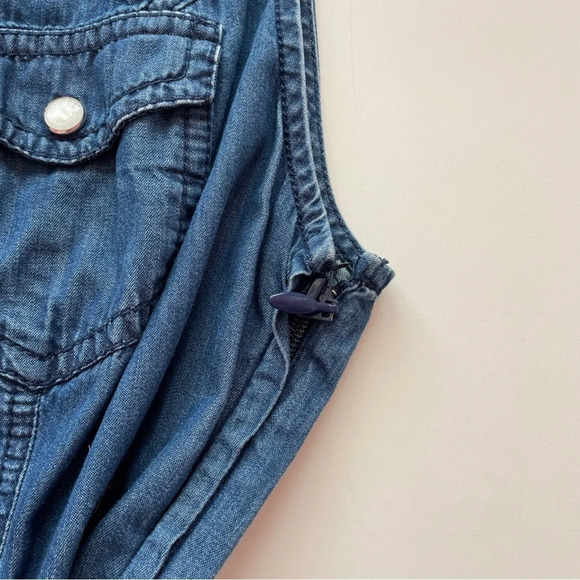 GUESS Chambray Blue Sleeveless Summer Mini Dress with Tie Size XS - Picture 5 of 11